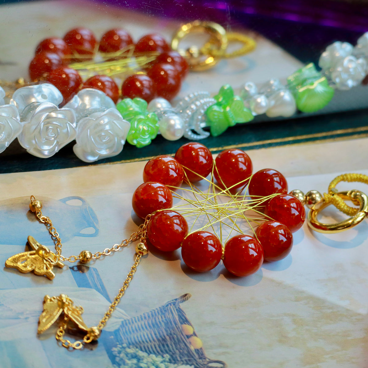 12mm Natural Dragon Vein Red Agate Hanging Ornament Red Agate Dreamcatcher
