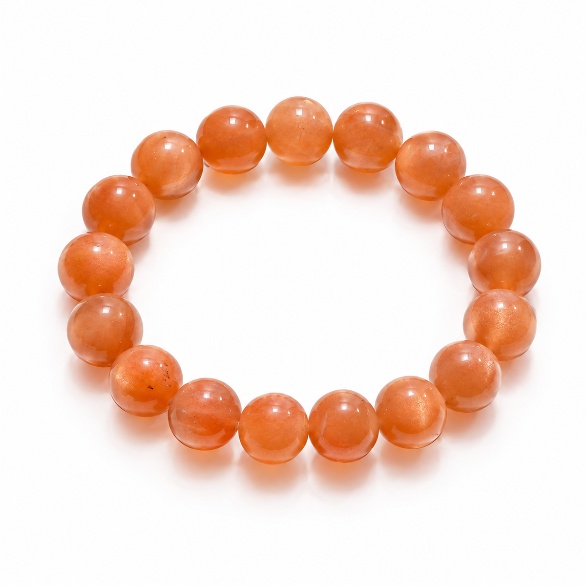 Natural Orange Moonstone Bracelet | 10mm Gemstone Beads