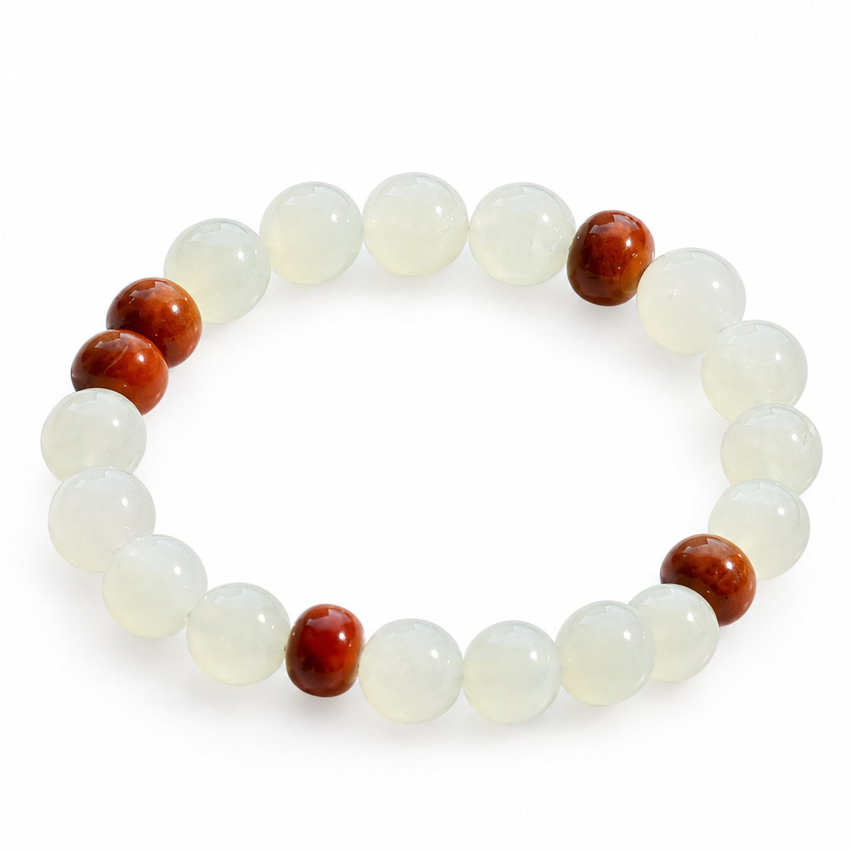 Natural Moonstone & Kuk Wood Bracelet | 9mm Gemstone Beads