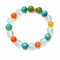 10mm Green Fluorite & Jade Bracelet with Sand Gold Accent