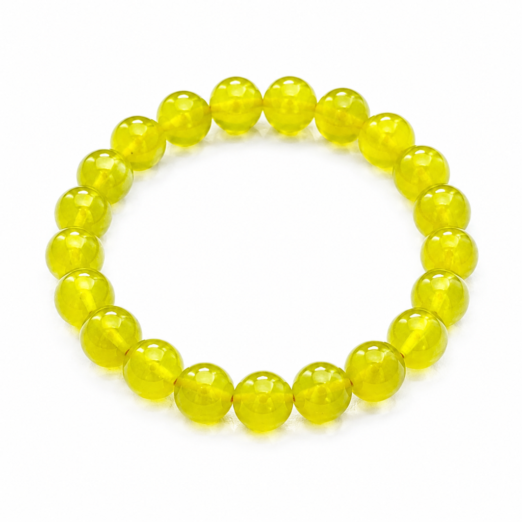 9mm Natural Golden Xiuyan Jade Bracelet ,Stretch Beaded Bracelet