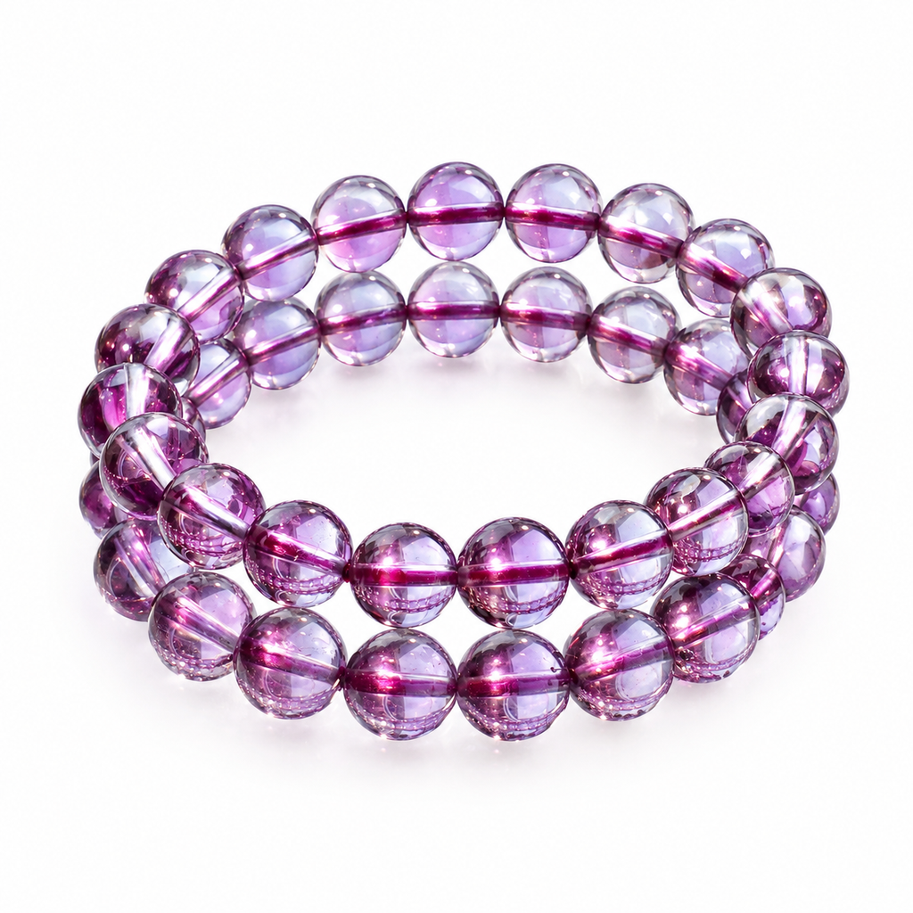 Natural Amethyst Bracelet |9mm Crystal Beads