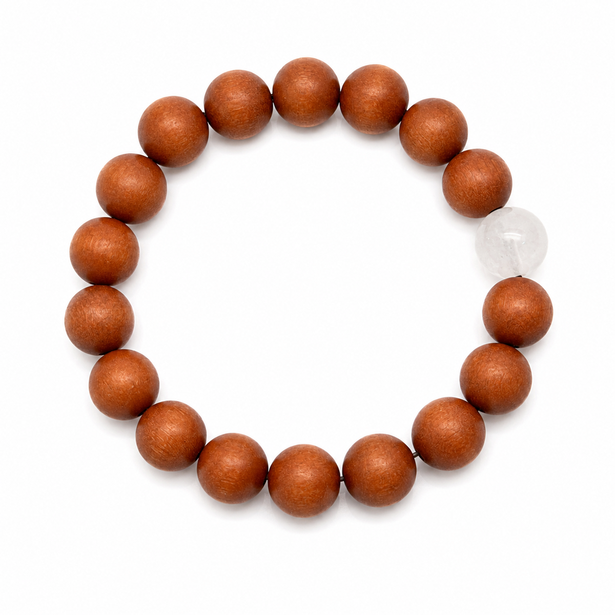 10mm Sandalwood & Hanbaiyu Marble Bracelet – Handmade Natural Wood Beaded Bracelet