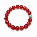 10mm Red Agate & Green Jade Bracelet – Handmade Natural Gemstone Stretch Bracelet