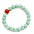 8mm Natural Old-Mine Amazonite Beaded Bracelet, Accented with a Single Red Agate