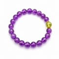 9mm Amethyst & Xiuyu Jade Bracelet – Handmade Natural Crystal Stretch Bracelet