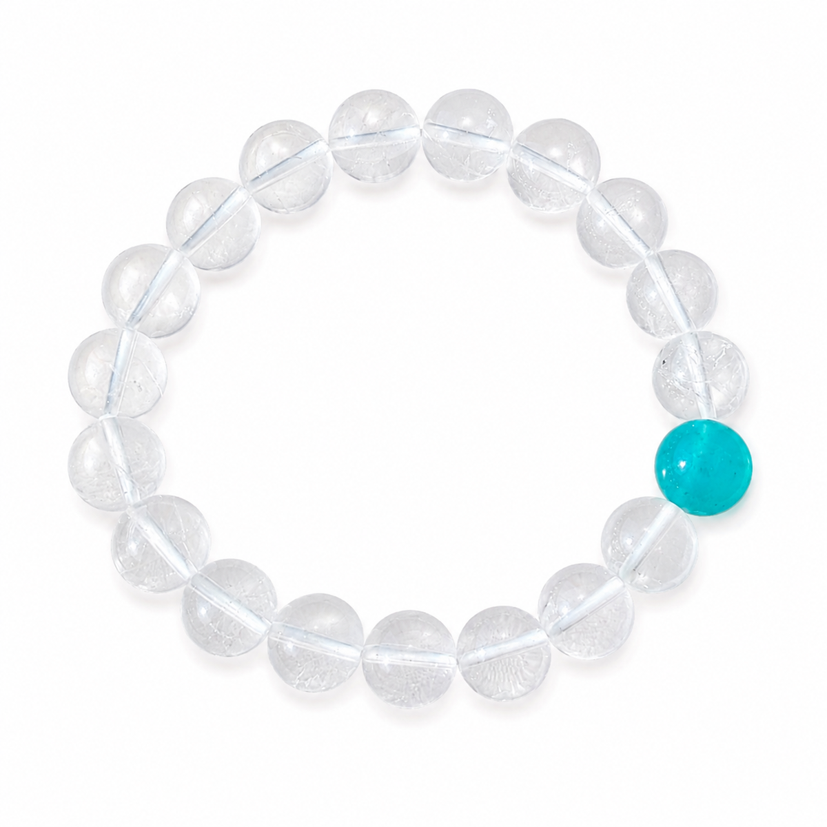 Natural Milky White Crystal & Amazonite Bracelet – 10mm Gemstone Beaded Bracelet