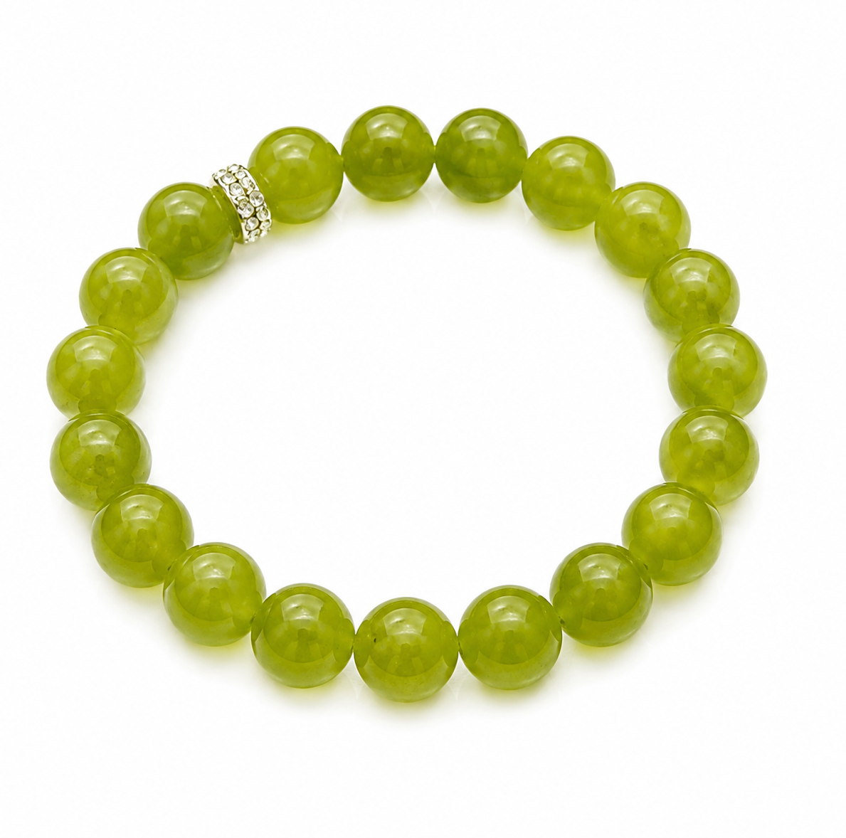10mm Xiuyan Jade Bracelet – Natural Gemstone Stretch Bracelet