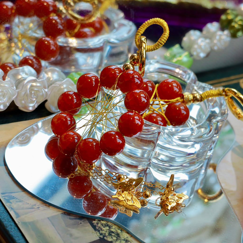 12mm Natural Dragon Vein Red Agate Hanging Ornament Red Agate Dreamcatcher