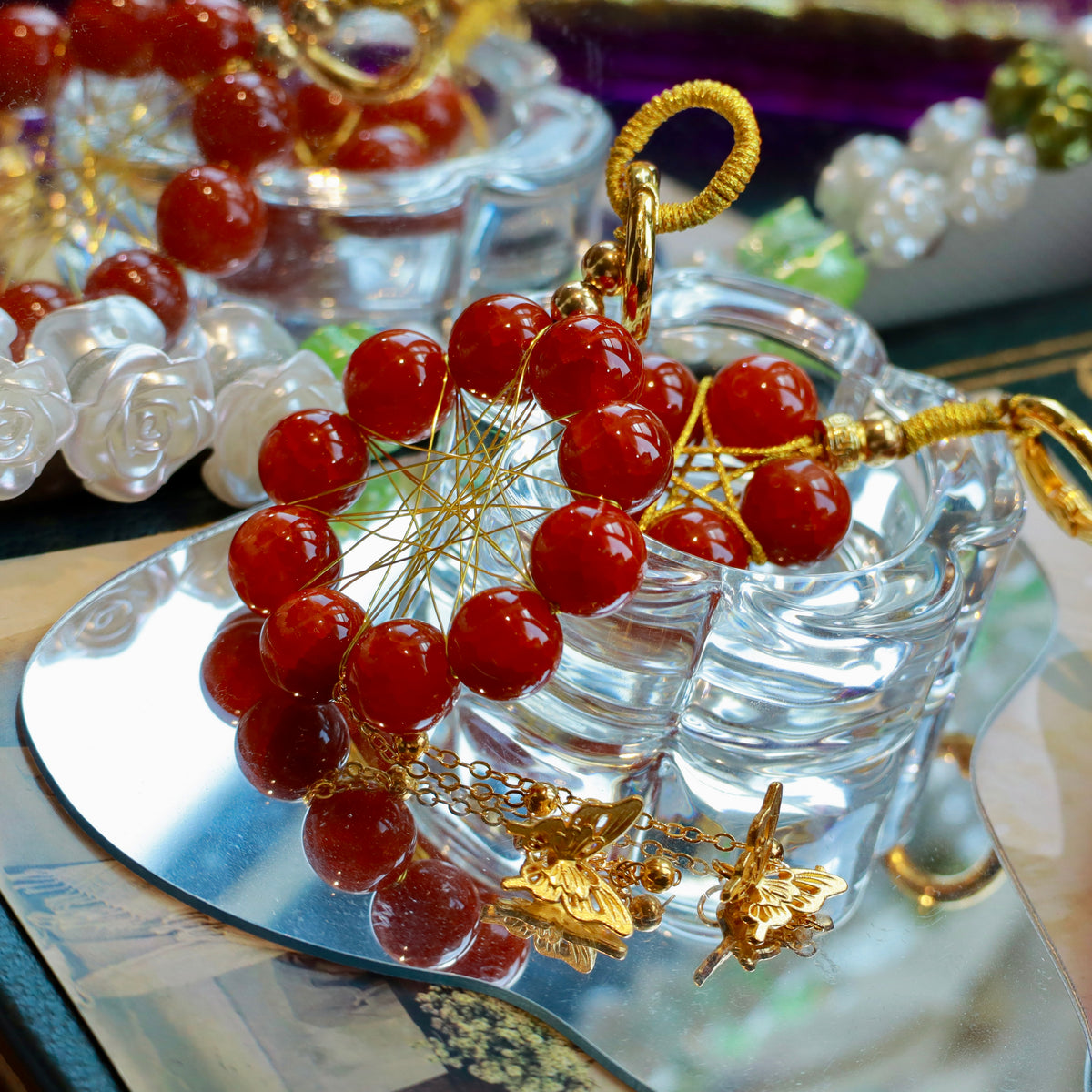12mm Natural Dragon Vein Red Agate Hanging Ornament Red Agate Dreamcatcher