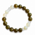 Tsavorite Garnet & Silver Moonstone Bracelet | Natural Green Gemstone Beads