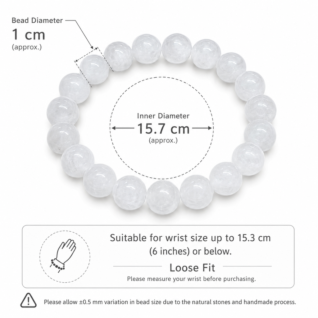 10mm Natural White Jade Bracelet,Stretch Beaded Bracelet