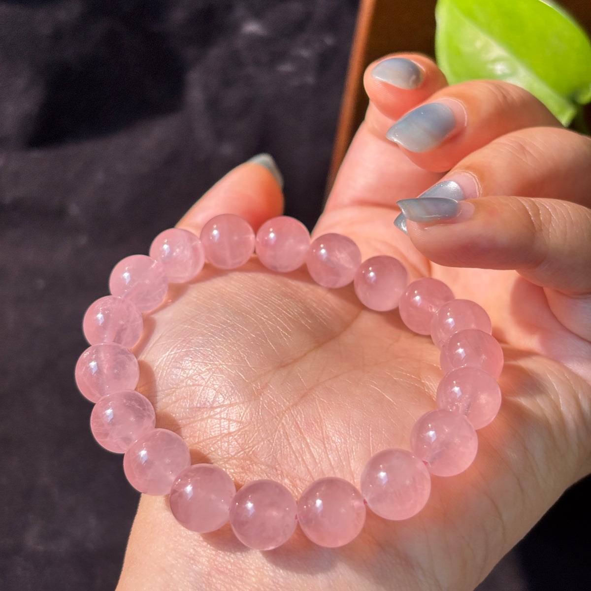 10mm Pink Amethyst Bracelet – Handmade Natural Crystal Stretch Bracelet