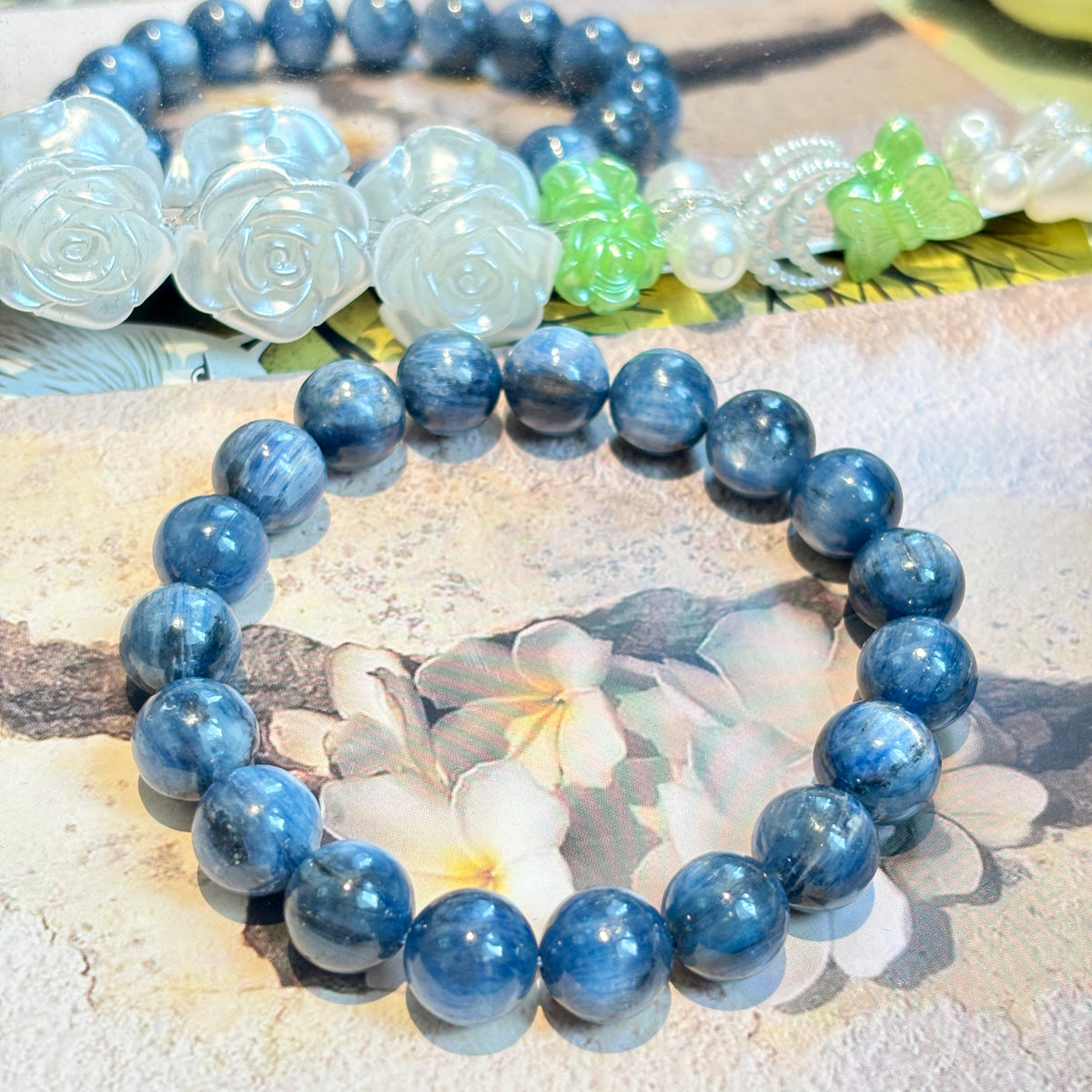 9–10mm Natural Blue Kyanite Gemstone Bracelet