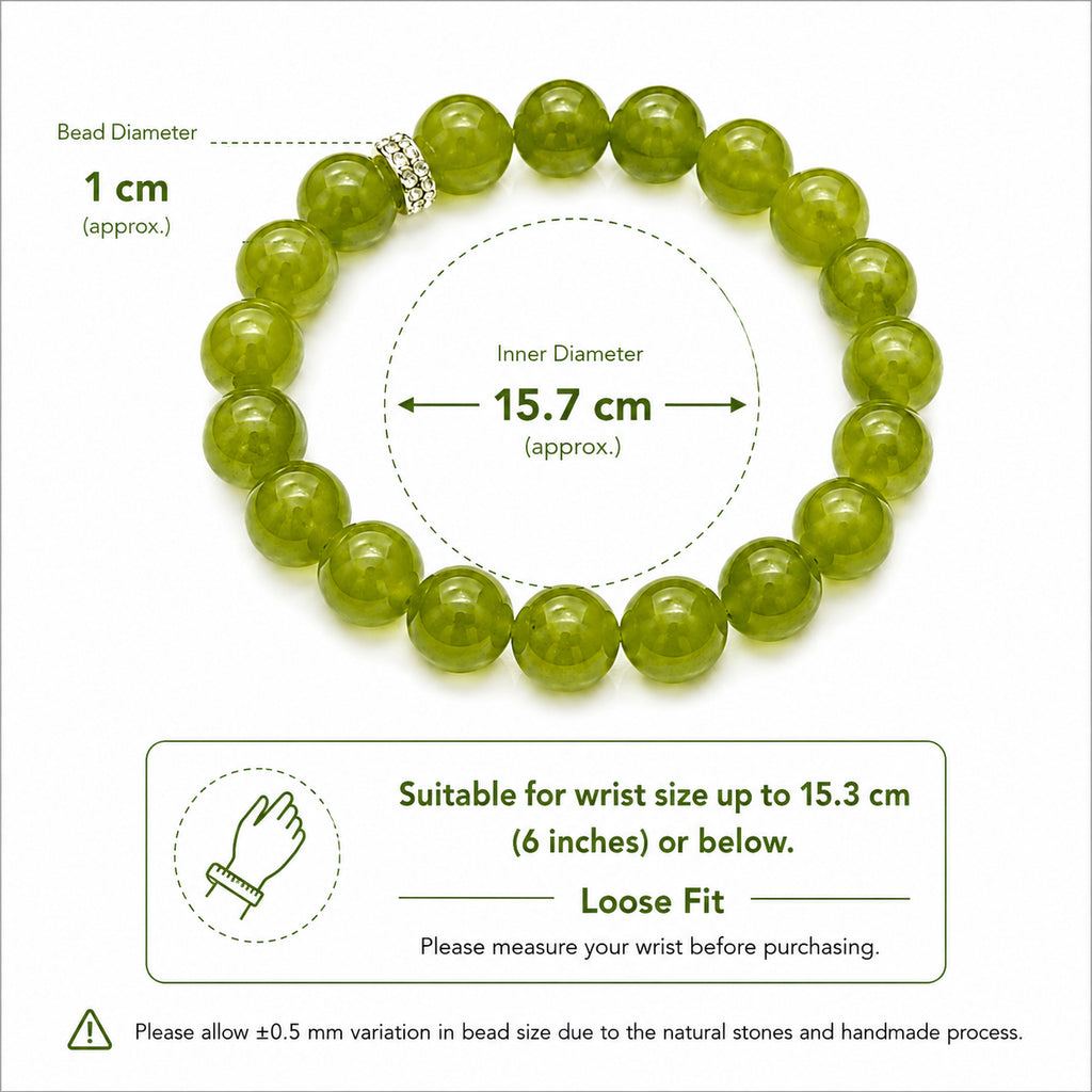 10mm Xiuyan Jade Bracelet – Natural Gemstone Stretch Bracelet