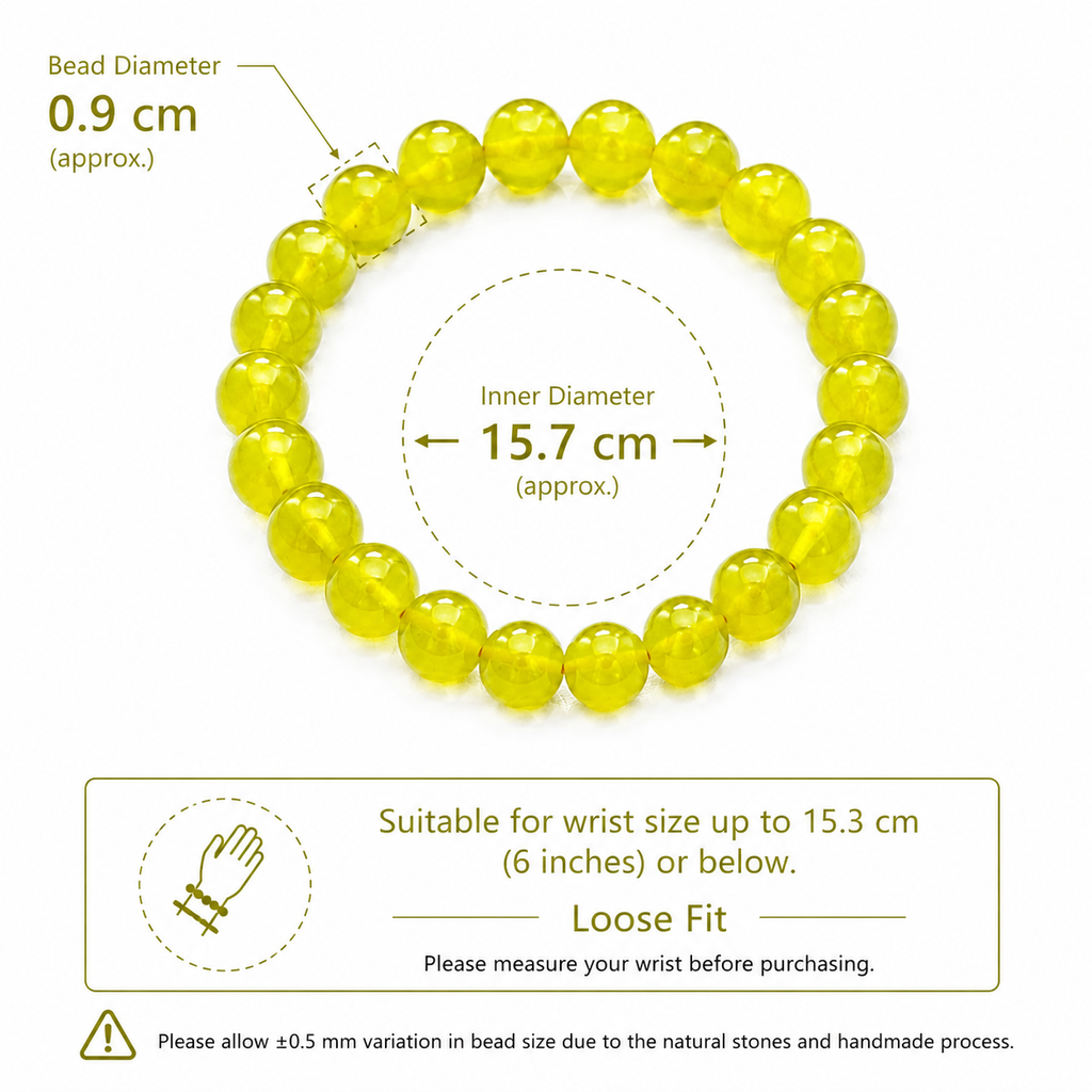 9mm Natural Golden Xiuyan Jade Bracelet ,Stretch Beaded Bracelet
