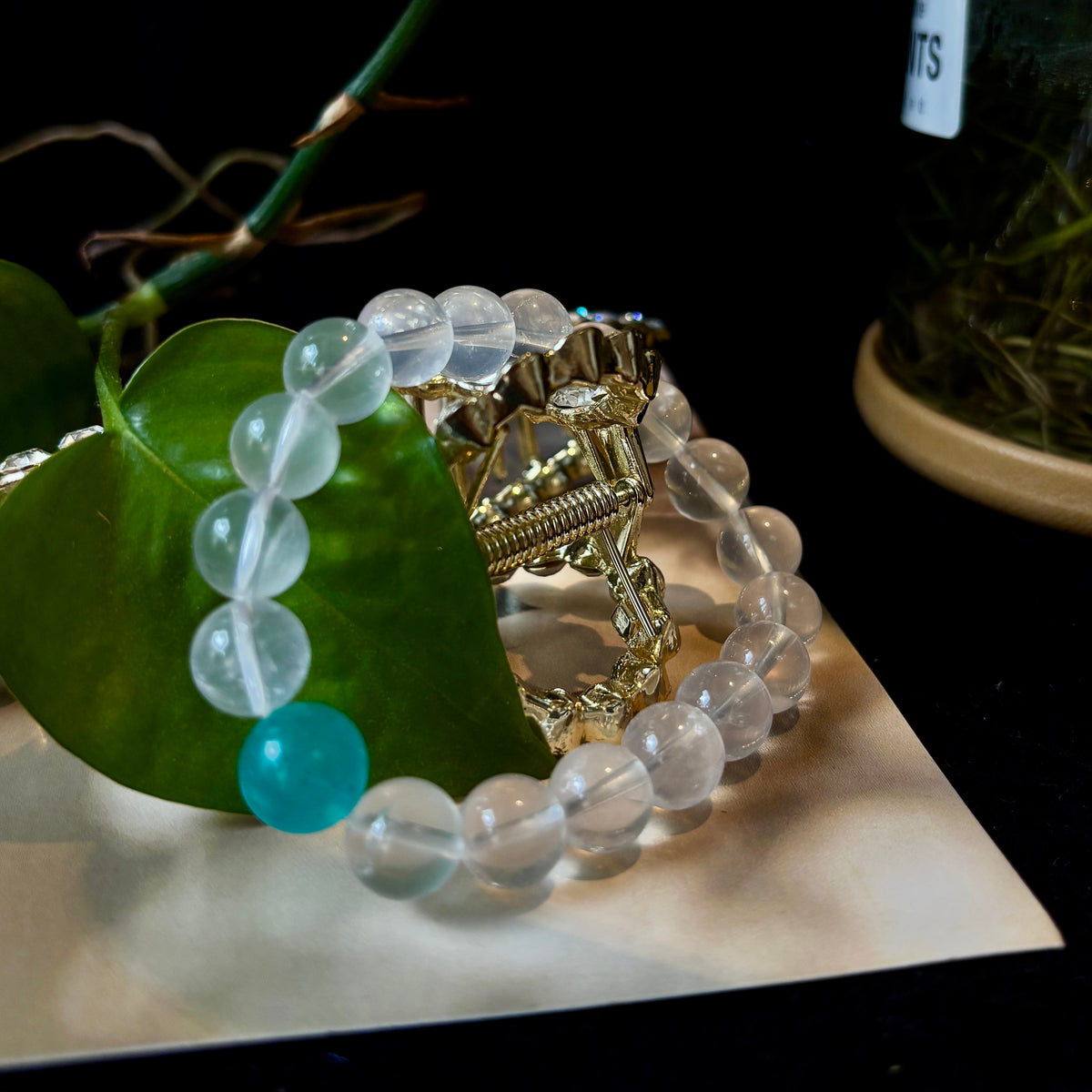 Natural Milky White Crystal & Amazonite Bracelet – 10mm Gemstone Beaded Bracelet