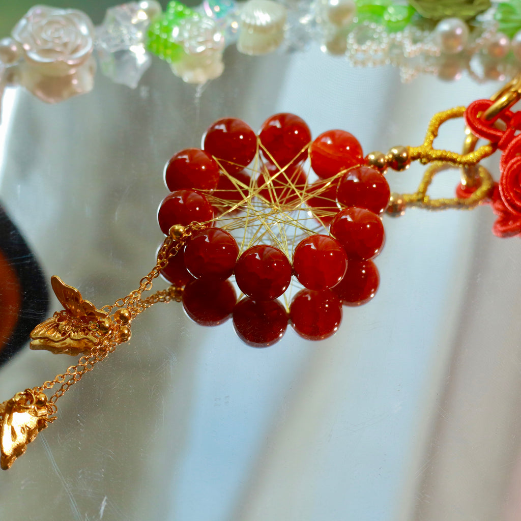 12mm Natural Dragon Vein Red Agate Hanging Ornament Red Agate Dreamcatcher