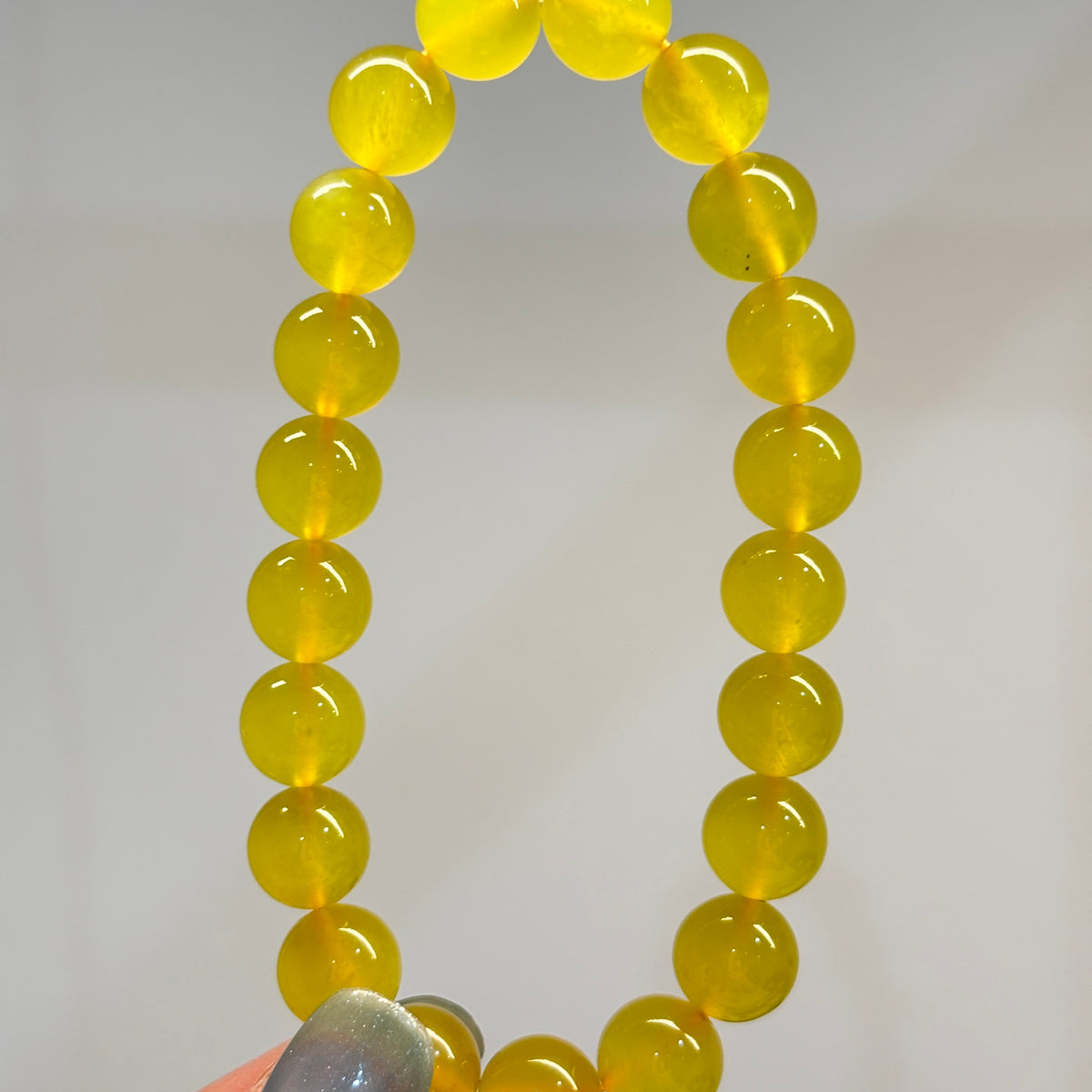 9mm Natural Golden Xiuyan Jade Bracelet ,Stretch Beaded Bracelet
