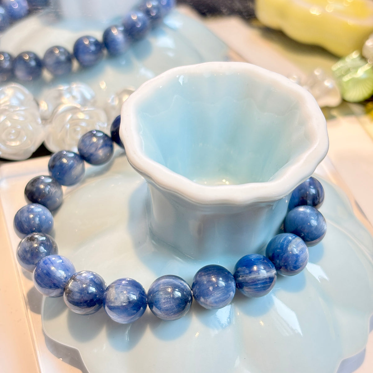 9–10mm Natural Blue Kyanite Gemstone Bracelet