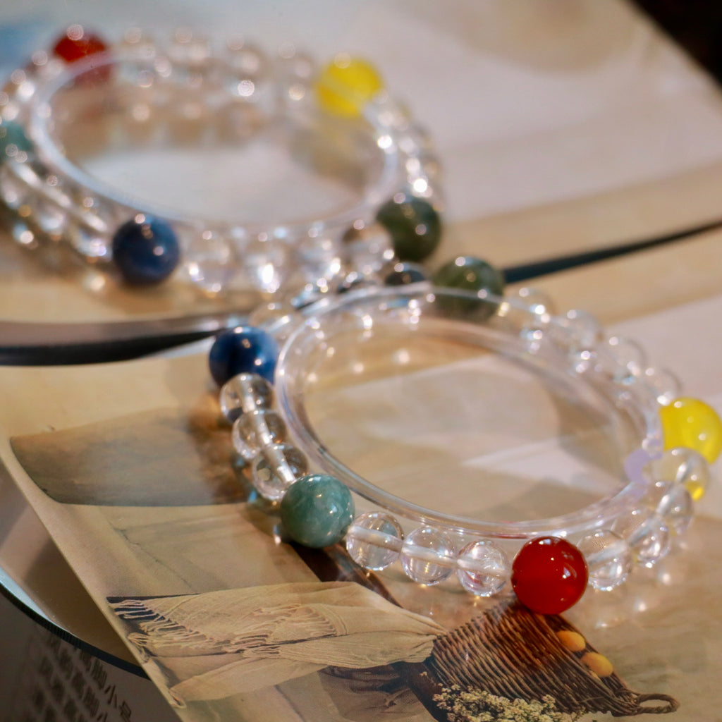 Natural Clear Quartz Bracelet with Mixed Gemstones | 7mm Crystal Beads