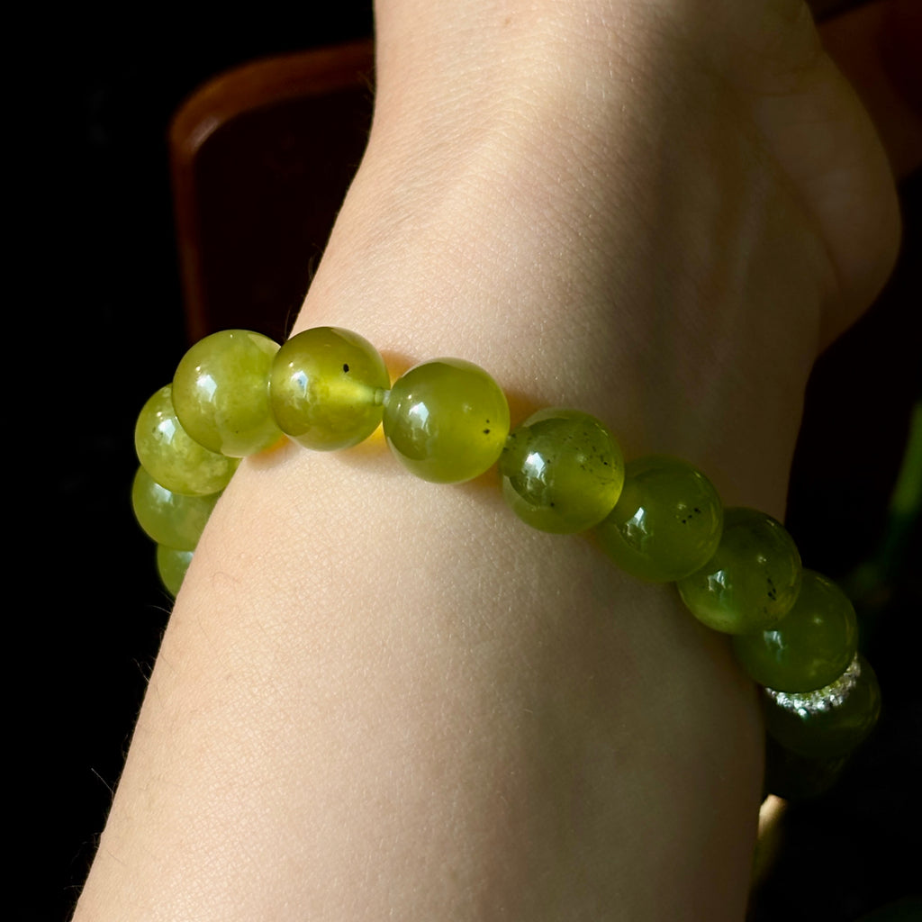 10mm Xiuyan Jade Bracelet – Natural Gemstone Stretch Bracelet