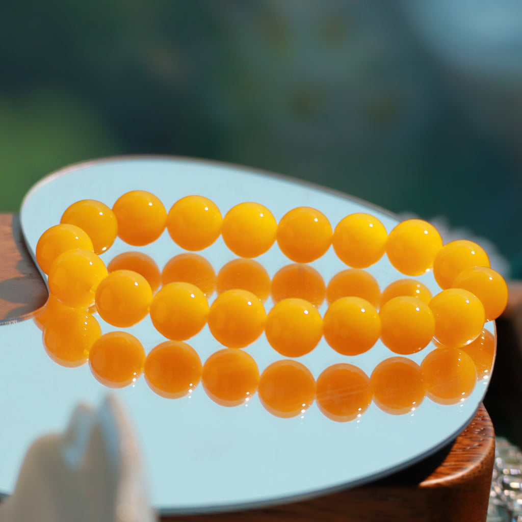 10mm Yellow Agate Bracelet – Natural Gemstone Stretch Bracelet