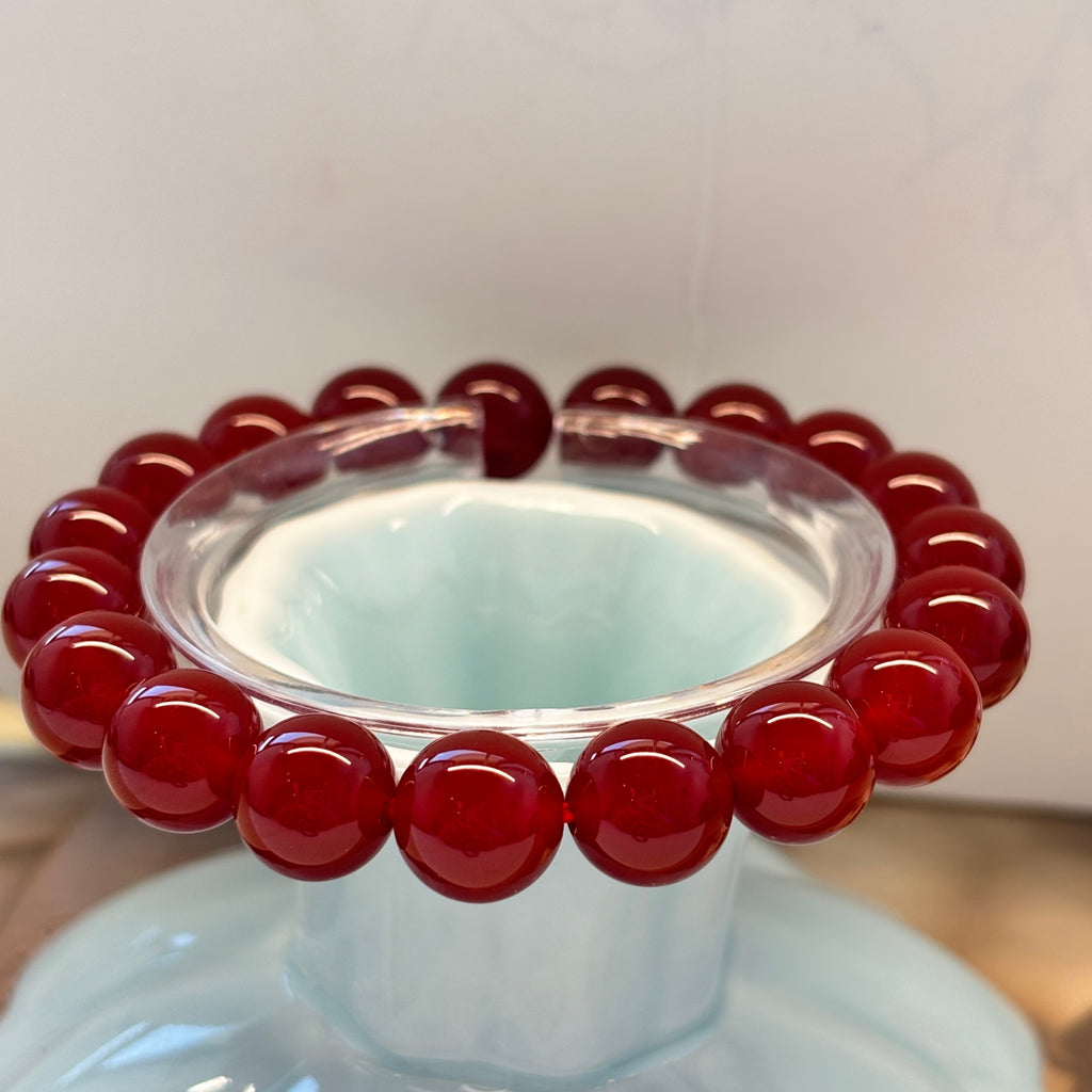 Natural Red Agate Bracelet, 10mm Handmade Gemstone Beads