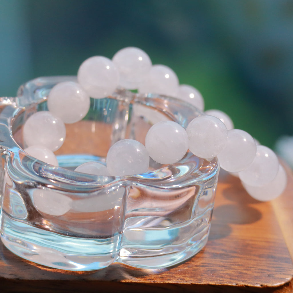 10mm Natural White Jade Bracelet,Stretch Beaded Bracelet