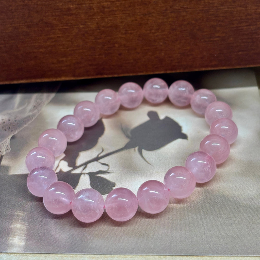 10mm Pink Amethyst Bracelet – Handmade Natural Crystal Stretch Bracelet
