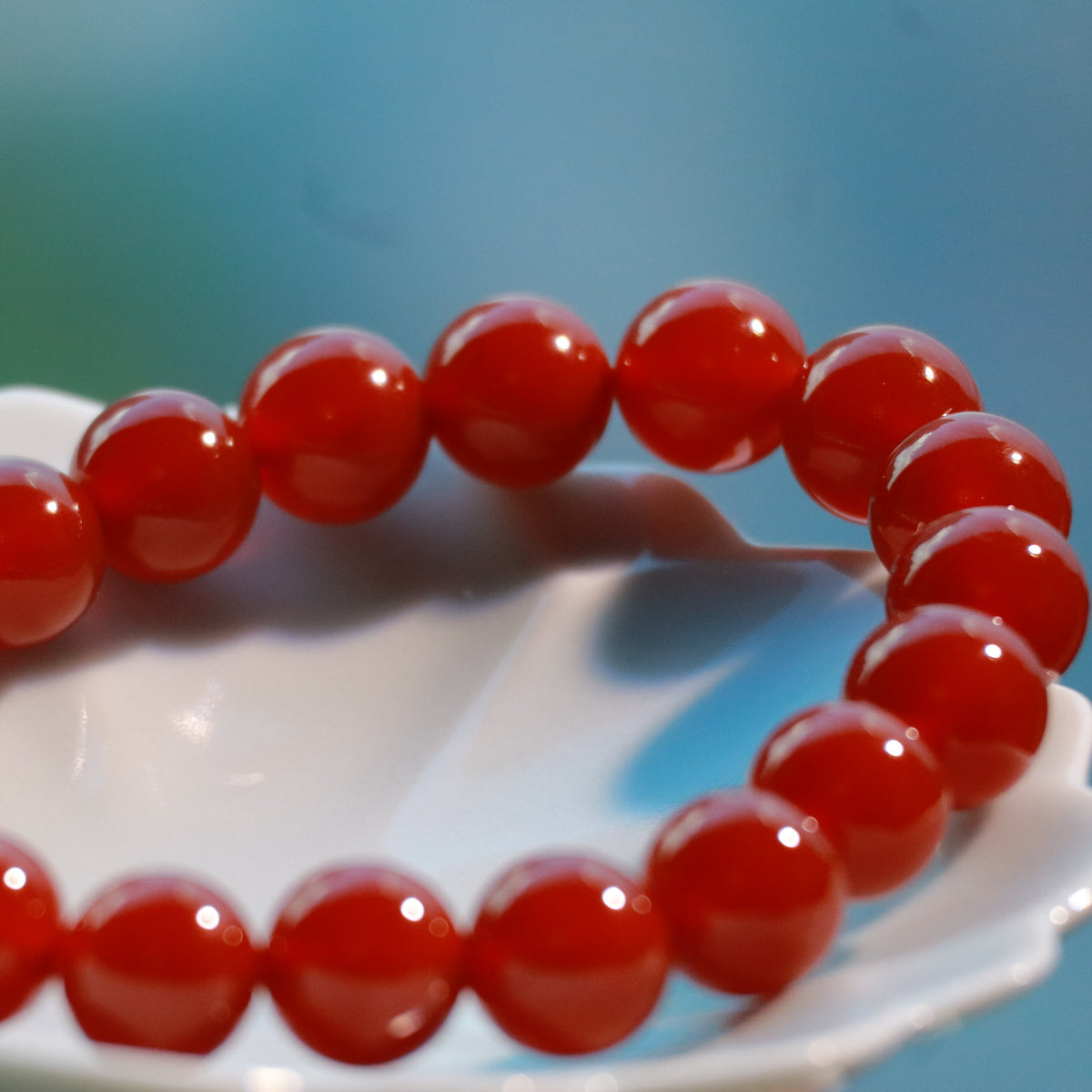 Natural Red Agate Bracelet, 10mm Handmade Gemstone Beads