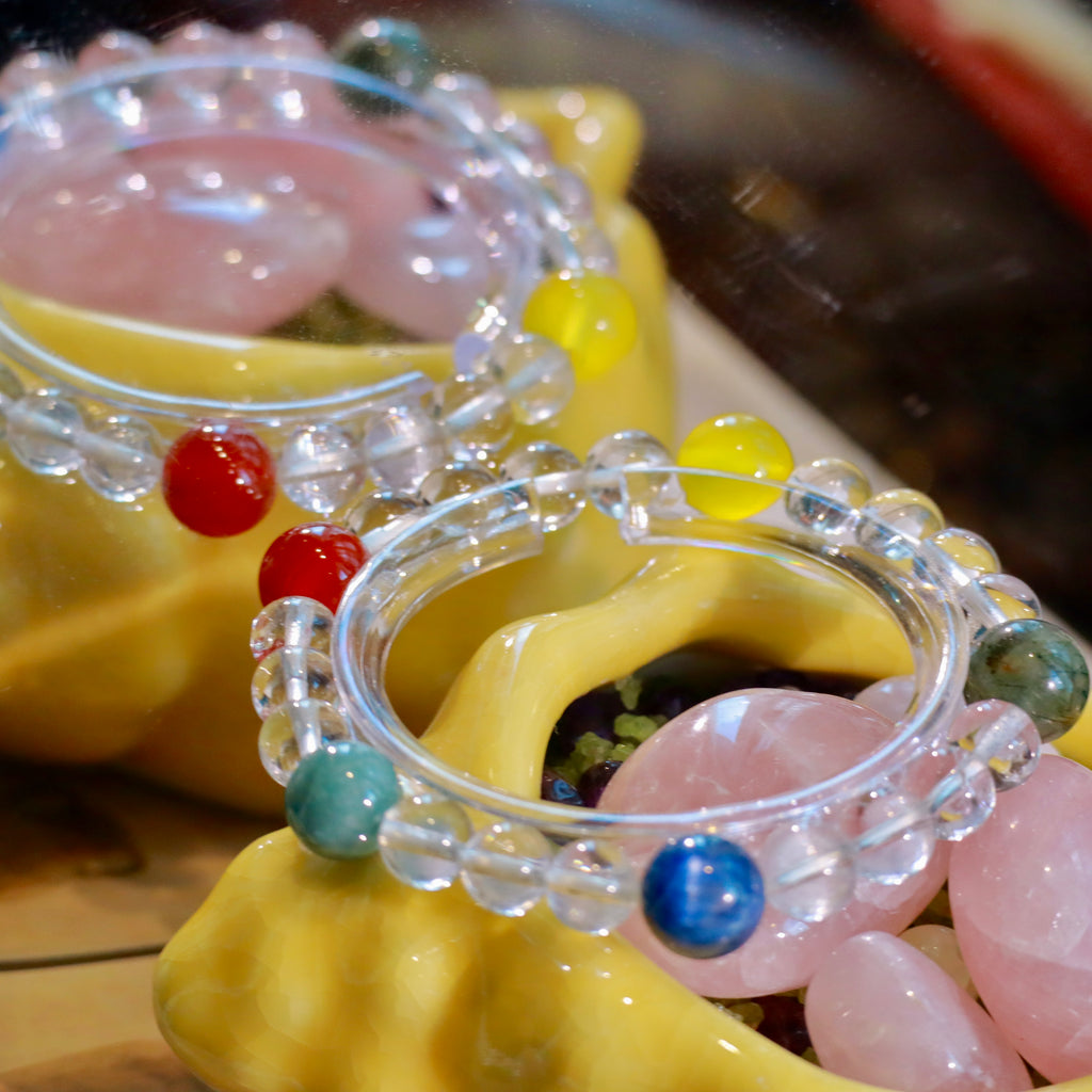 Natural Clear Quartz Bracelet with Mixed Gemstones | 7mm Crystal Beads