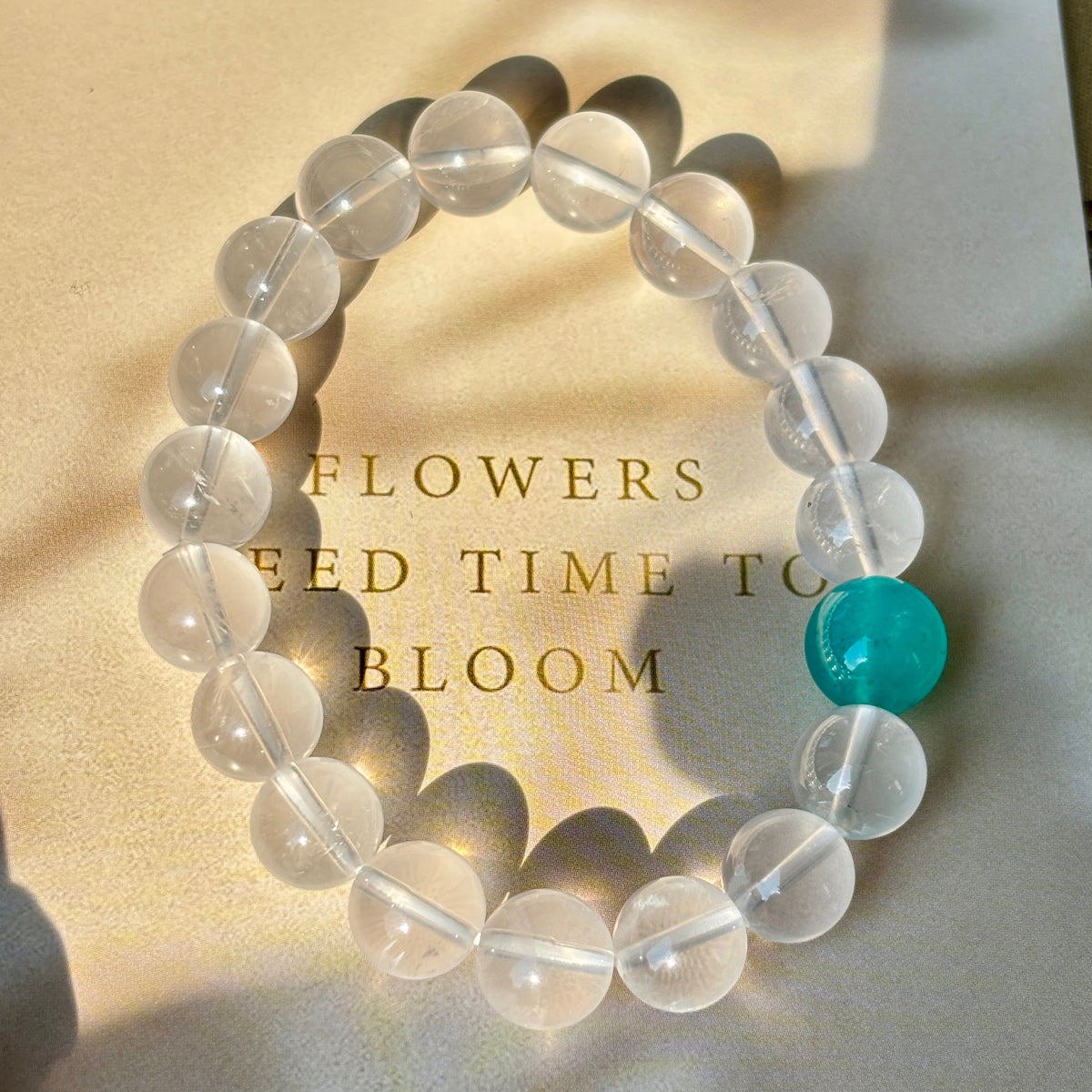 Natural Milky White Crystal & Amazonite Bracelet – 10mm Gemstone Beaded Bracelet