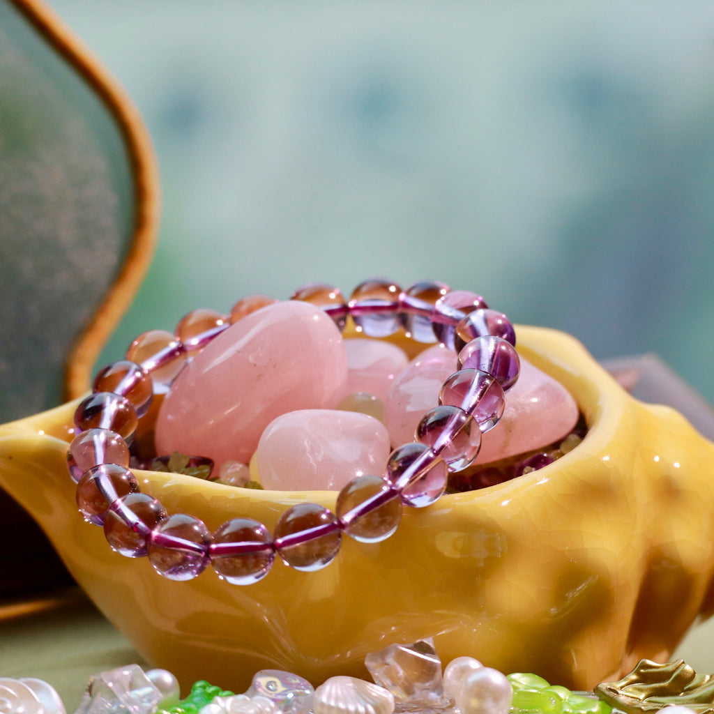 Natural Amethyst Bracelet |9mm Crystal Beads