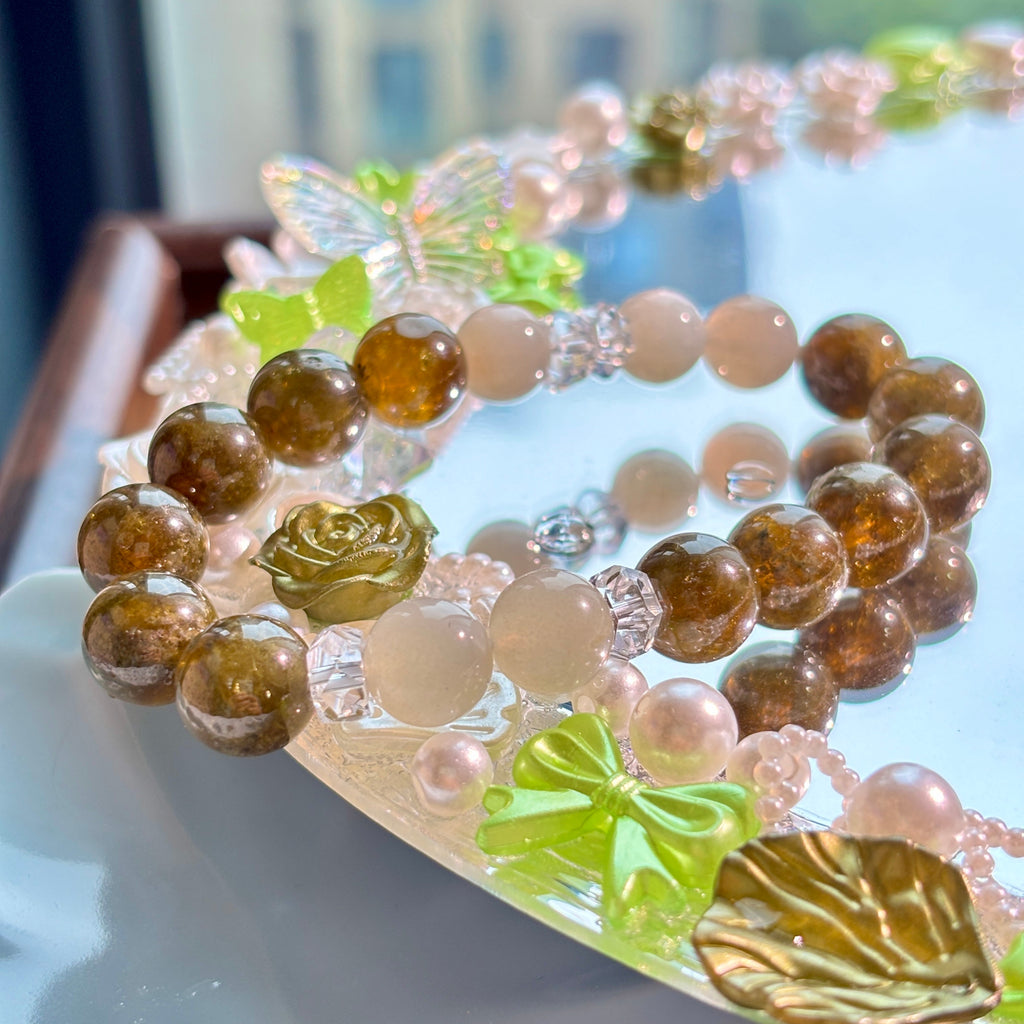 Tsavorite Garnet & Silver Moonstone Bracelet | Natural Green Gemstone Beads