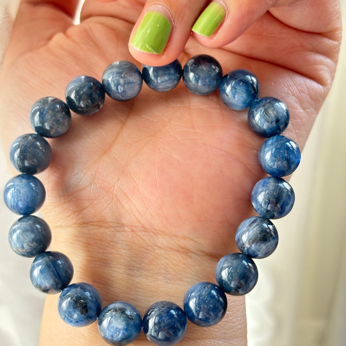 9–10mm Natural Blue Kyanite Gemstone Bracelet