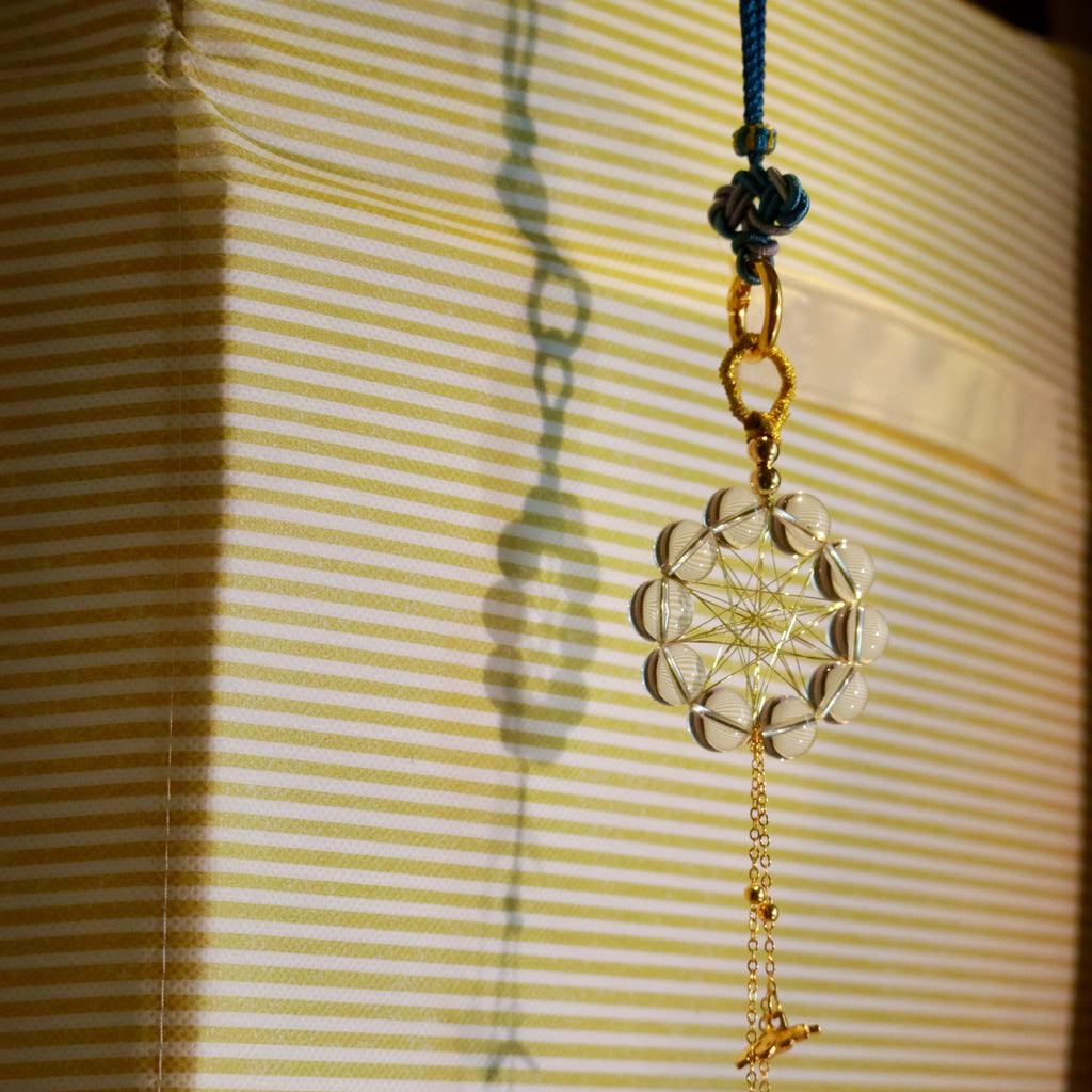 Natural Clear Quartz Crystal Hanging Ornament with Gold Cord for Home Decor Witch Crystal