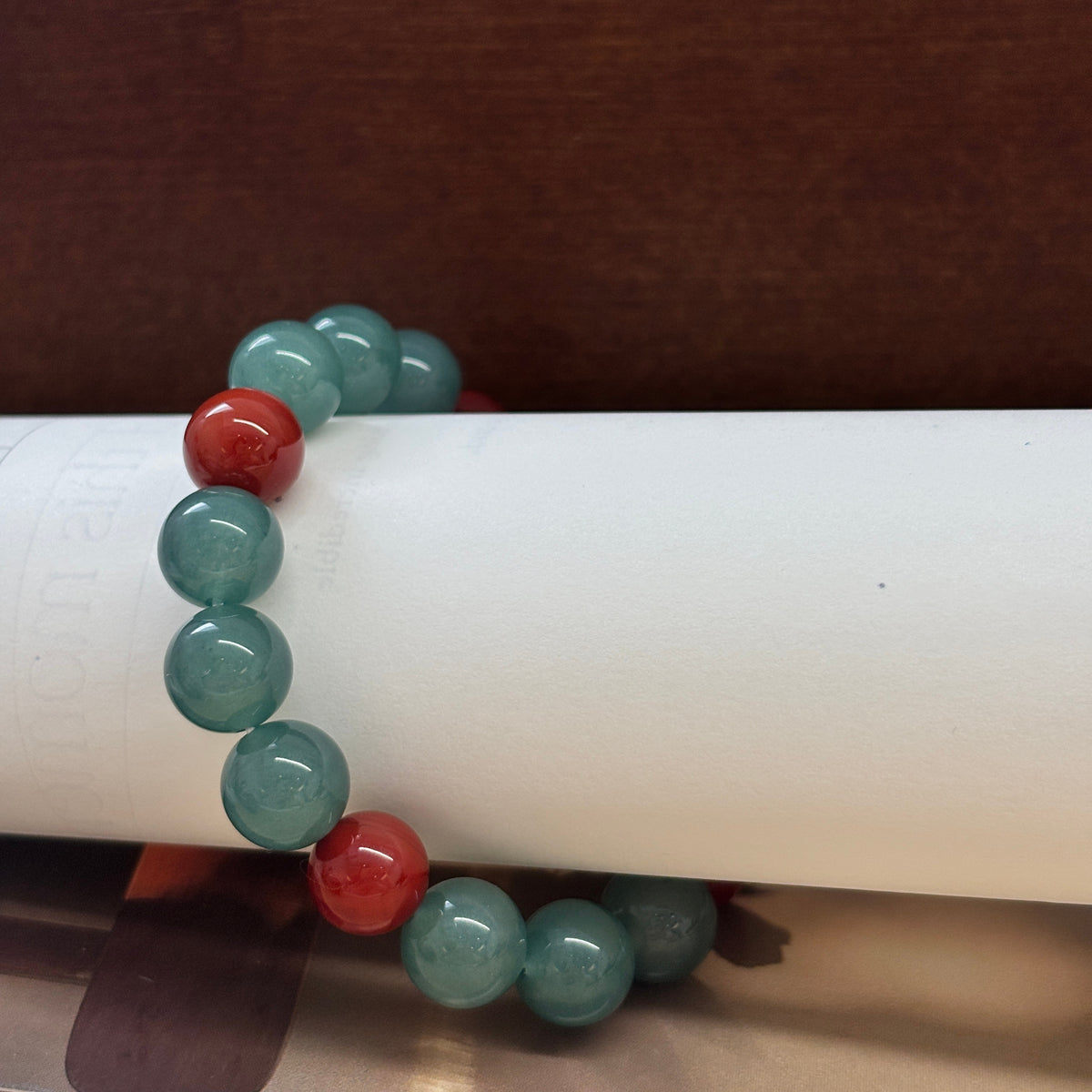 Natural Blue Agate & Nanhong Agate Bracelet – 10mm Gemstone Beaded Bracelet