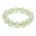 12mm Natural Xiuyan Jade Bracelet with Gold-Plated Copper Beads | Handmade Jade Jewelry - DancingMotes