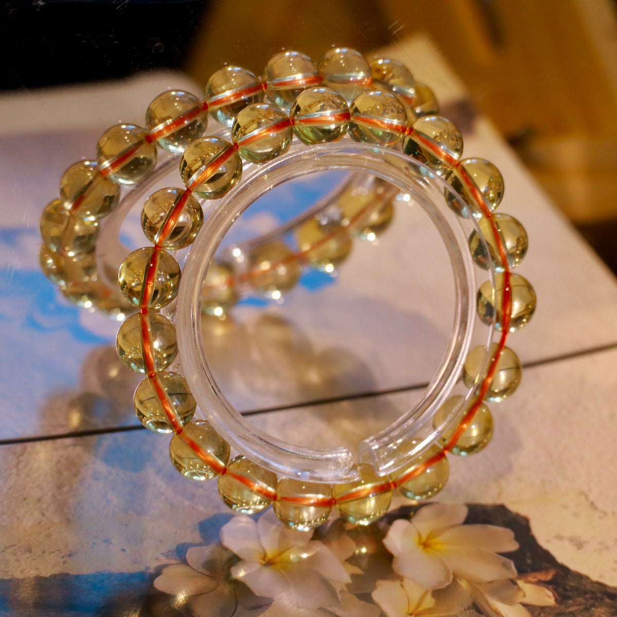Natural Hign-Clarity Citrine Bracelet | 10mm Crystal Beads