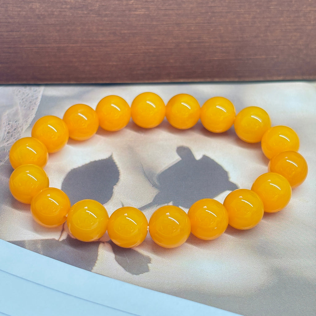 10mm Yellow Agate Bracelet – Natural Gemstone Stretch Bracelet