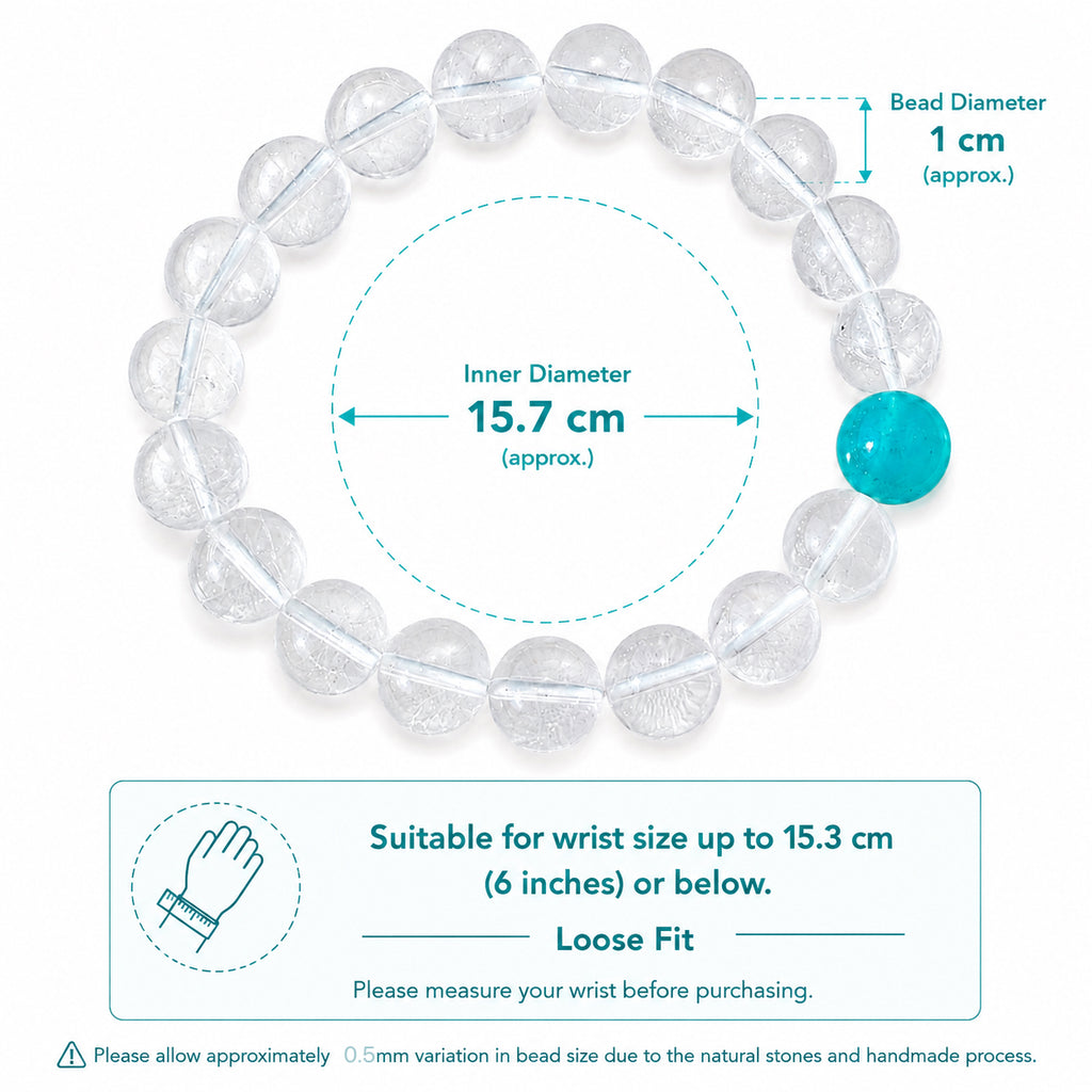 Natural Milky White Crystal & Amazonite Bracelet – 10mm Gemstone Beaded Bracelet
