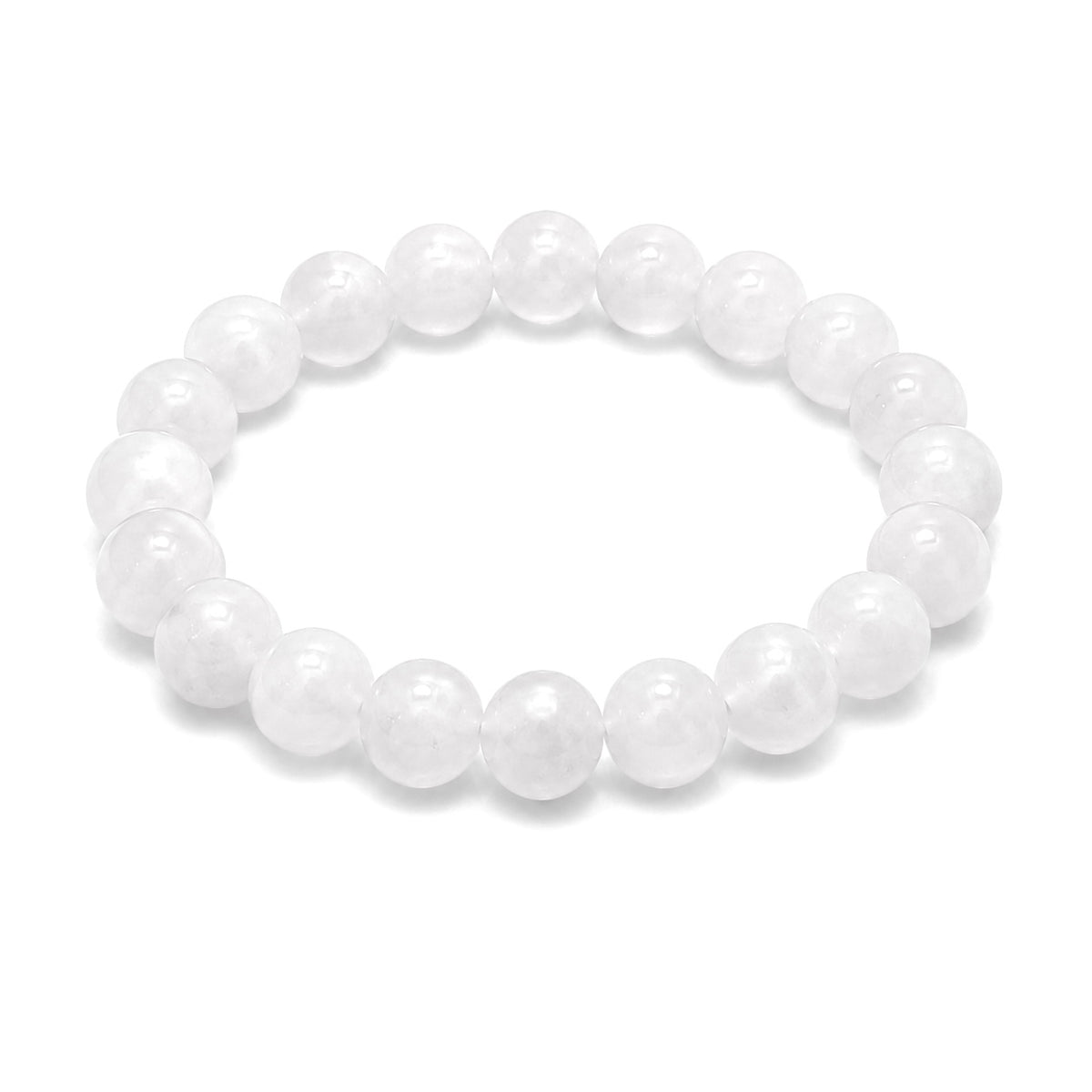 10mm Natural White Jade Bracelet,Stretch Beaded Bracelet