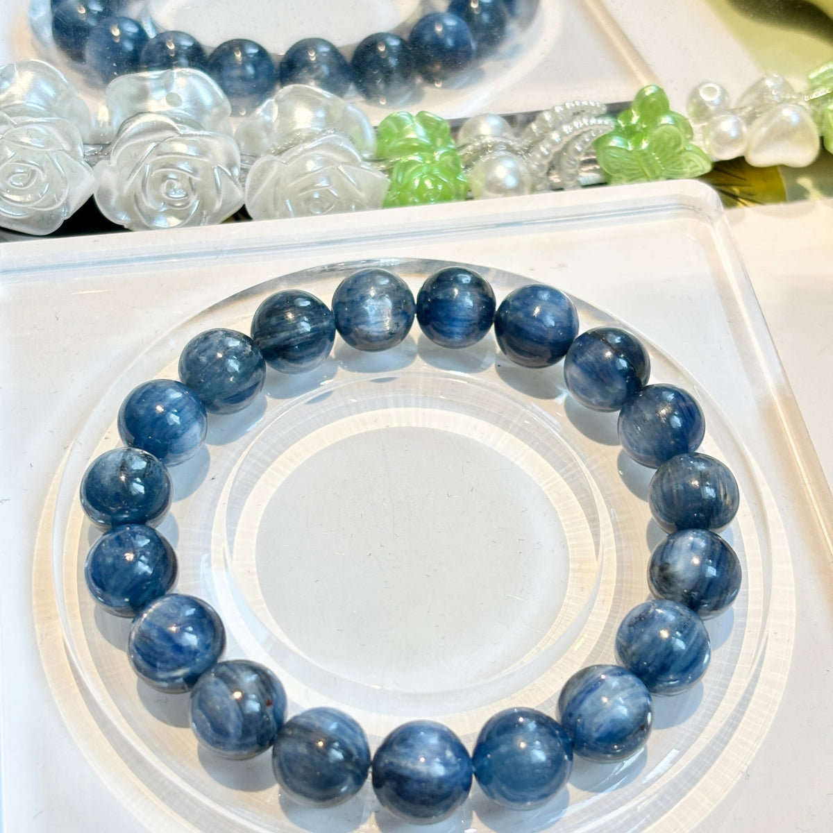 9–10mm Natural Blue Kyanite Gemstone Bracelet - DancingMotes