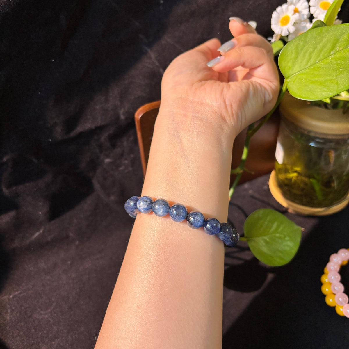 9–10mm Natural Blue Kyanite Gemstone Bracelet - DancingMotes