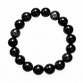 10mm Natural Silver Sheen Obsidian Bracelet –  Black Gemstone Beads