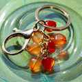 Natural Crystal Heart Keychain | Red Agate or Amethyst Beaded Bag Charm