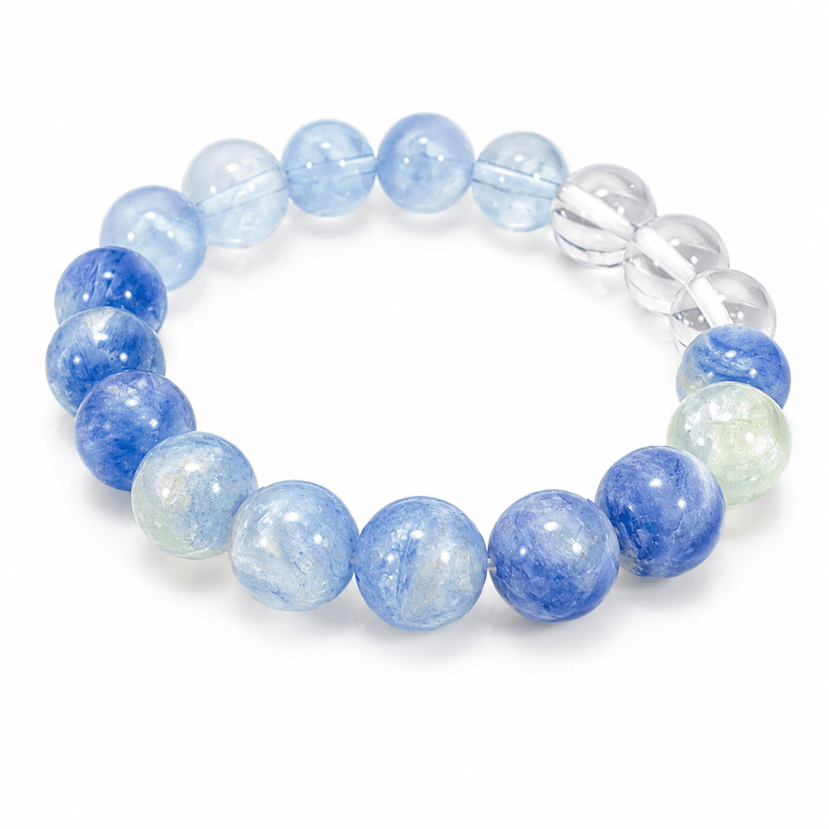 Natural Blue Kyanite & Aquamarine Bracelet | 10mm Gemstone Beads - DancingMotes