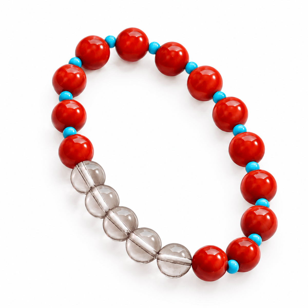 Natural Nanhong Agate & Smoky Quartz Bracelet | 8mm Gemstone Beads - DancingMotes